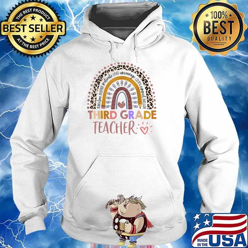 Third grade Teacher Leopard Rainbow speducator Vintage T-Shirt Hoodie