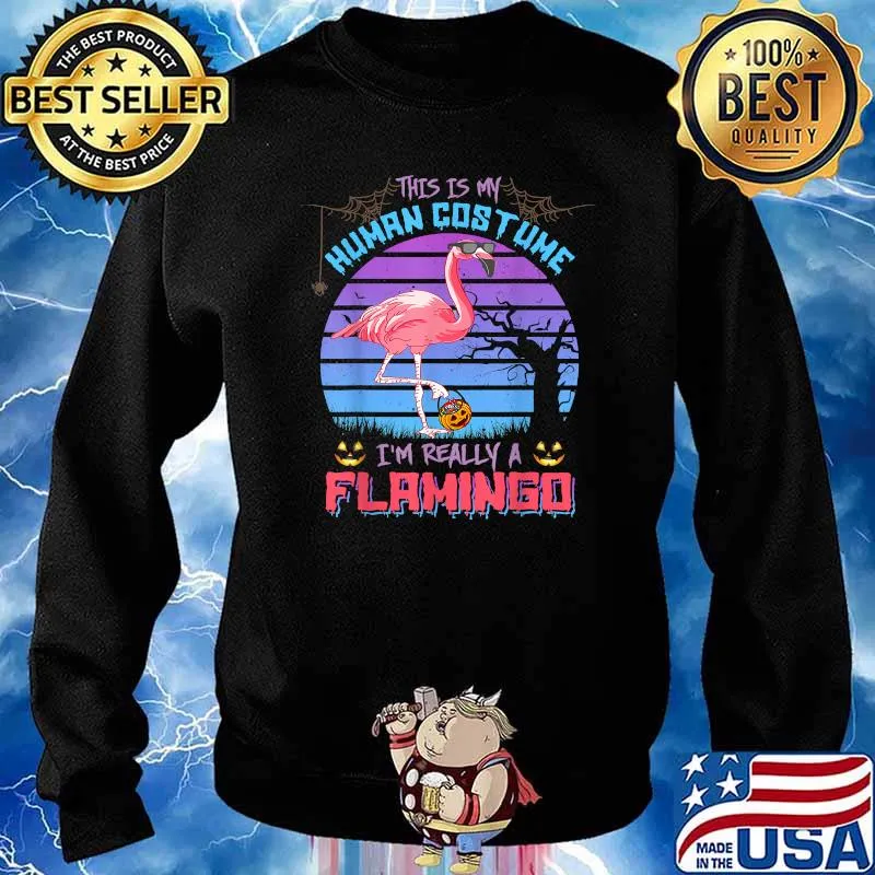This Is My Human Costume I'm Really A Flamingo Halloween Vintage T-Shirt Sweater