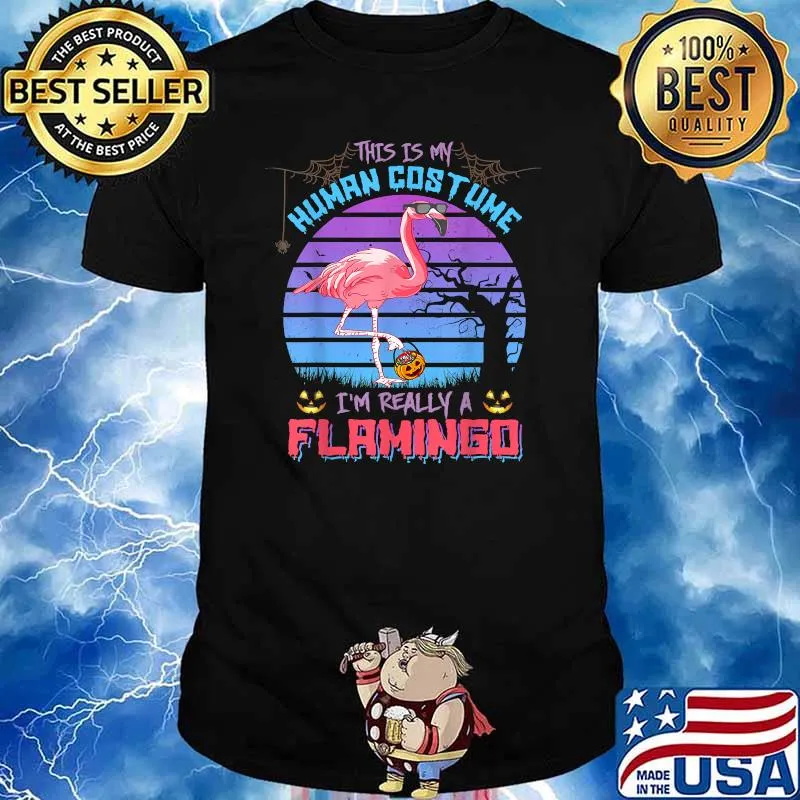 This Is My Human Costume I'm Really A Flamingo Halloween Vintage T-Shirt