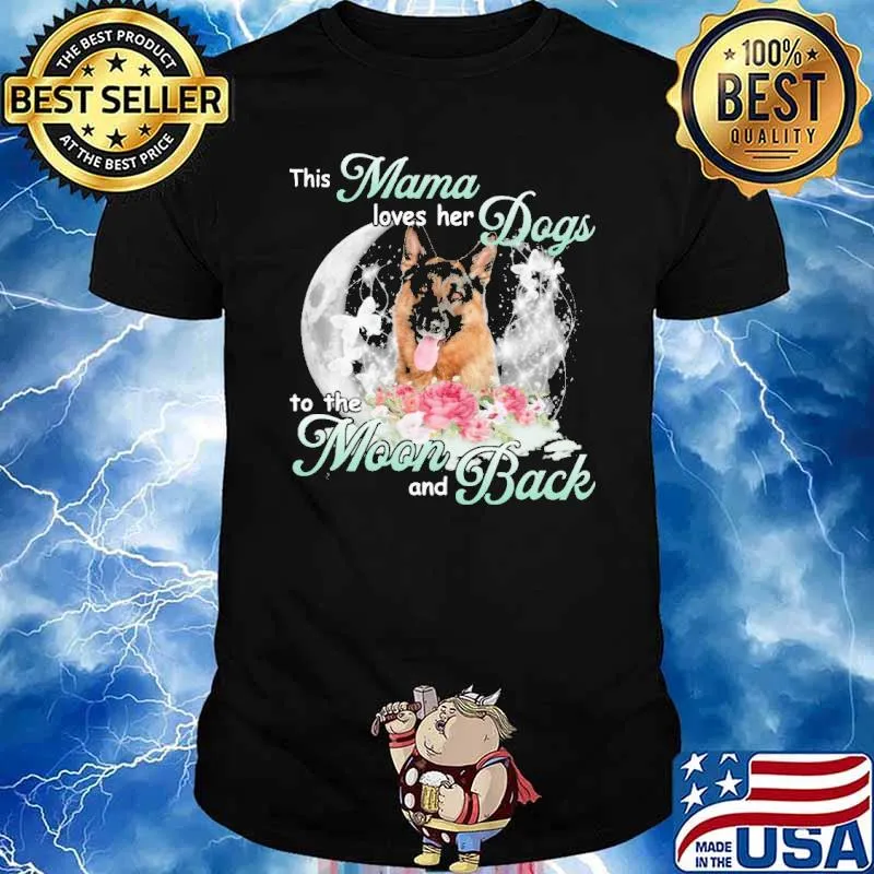 This mama loves her dogs to the moon and back german shepherd flower shirt