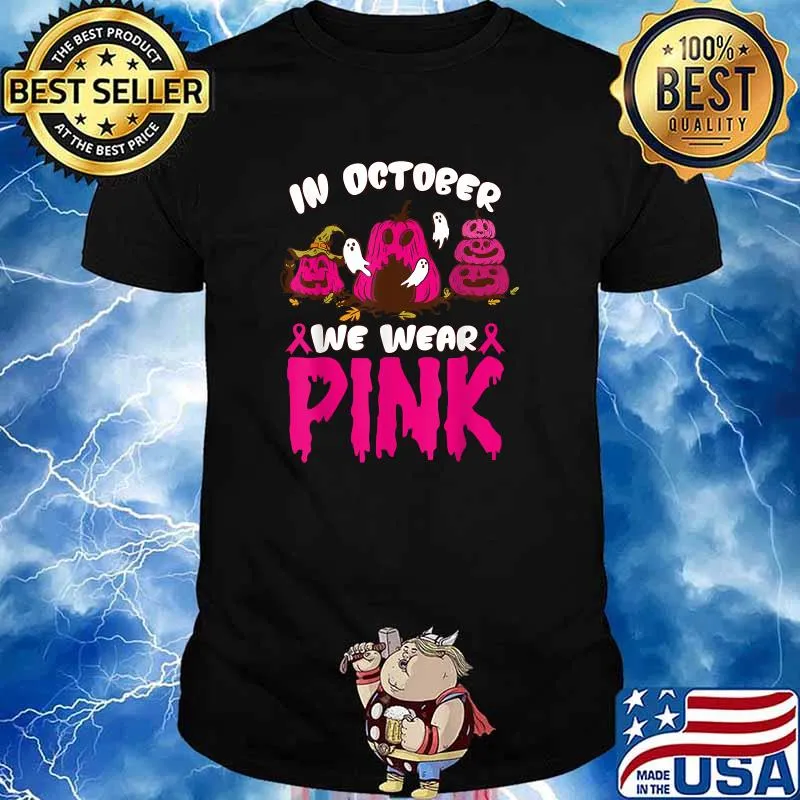 Top breast Cancer Awareness In October We Wear Pink Halloween T-Shirt