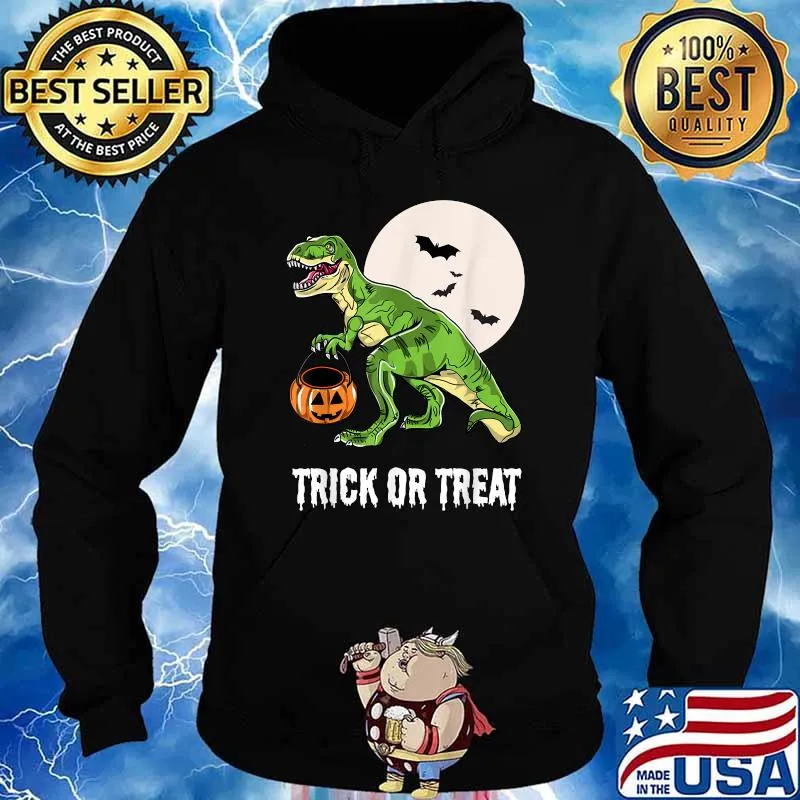 Trick Or Treat Halloween Dinosaur T rex Pumpkin T-Shirt Hoodie