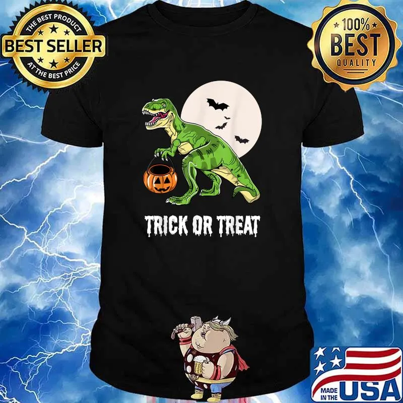 Trick Or Treat Halloween Dinosaur T rex Pumpkin T-Shirt