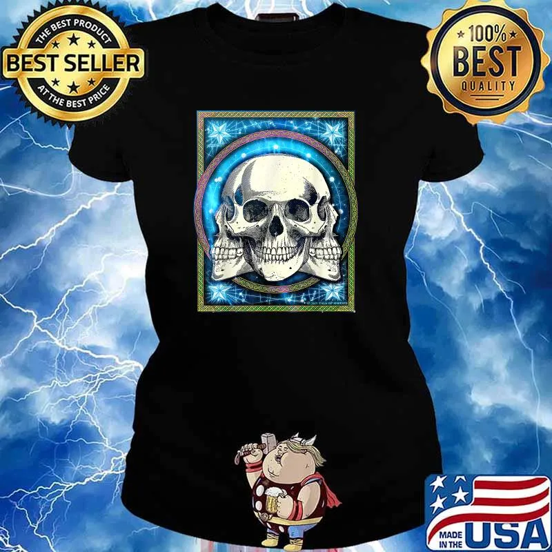 Trinity Skull Drawing Oddities Spooky Halloween T-Shirt Ladies tee