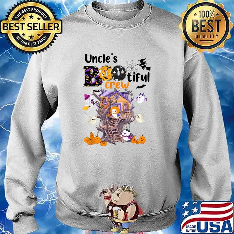 Uncle's Bootiful Crew House Cute Ghost Boo Halloween T-Shirt Sweater