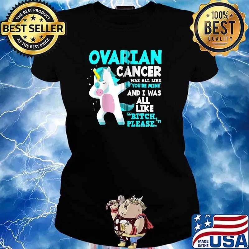 Unicorn Fighter Suvivor Fight Ovarian Cancer Awareness T-Shirt Ladies tee