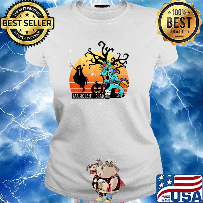 Unicorn Magic Isn't Dead Halloween Moon T-Shirt Ladies tee