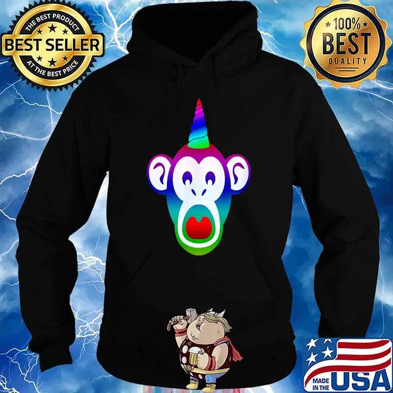 Unicorn Monkey Rainbow Funny Cute Monkey Unicorn T-Shirt Hoodie