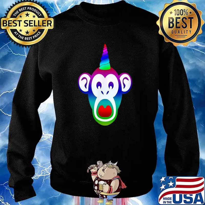 Unicorn Monkey Rainbow Funny Cute Monkey Unicorn T-Shirt Sweater
