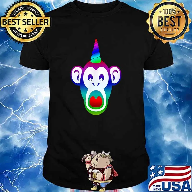 Unicorn Monkey Rainbow Funny Cute Monkey Unicorn T-Shirt
