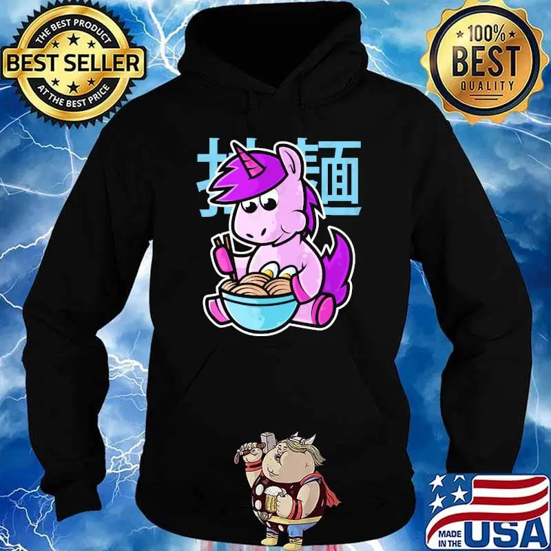 Unicorn Ramen Bowl Kawaii Neko Anime Japanese Noodles graphic s Hoodie