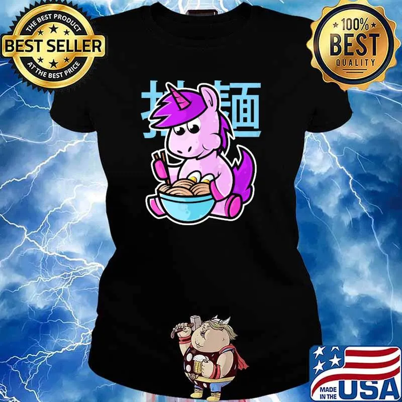Unicorn Ramen Bowl Kawaii Neko Anime Japanese Noodles graphic s Ladies tee