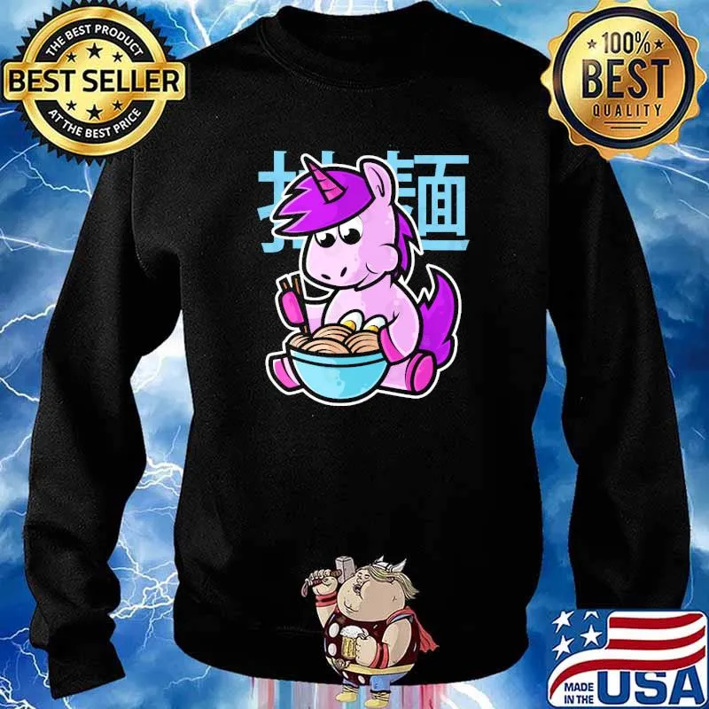 Unicorn Ramen Bowl Kawaii Neko Anime Japanese Noodles graphic s Sweater