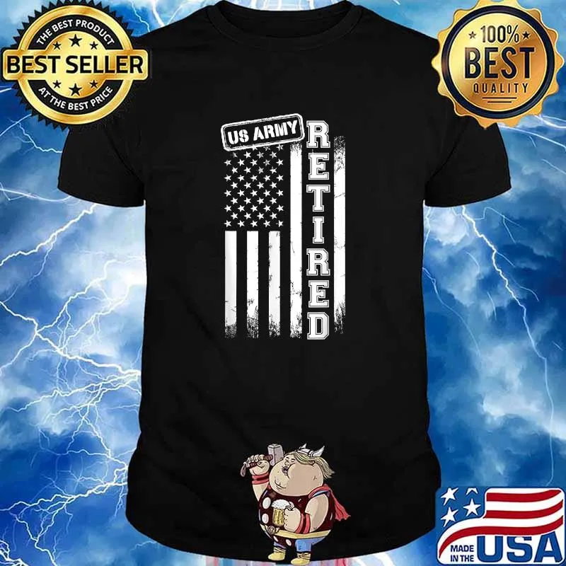 US Army Retired American Flag Vintage Patriotic T-Shirt