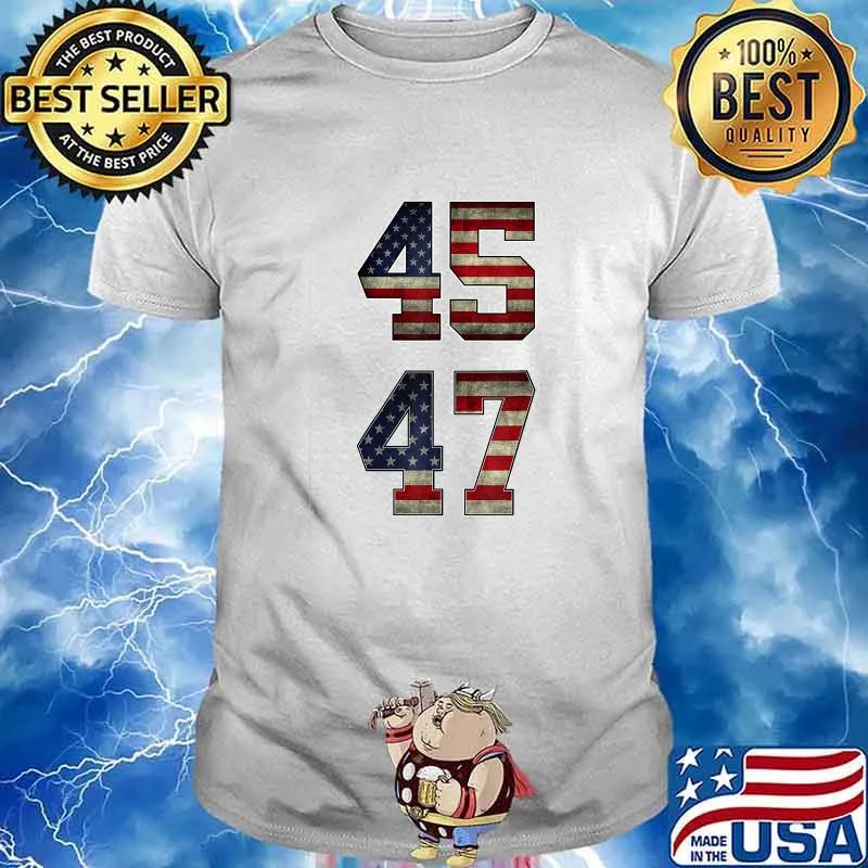 Vintage 4547 Squared Trump 2024 Election Retro 45 47 Trump T-Shirt