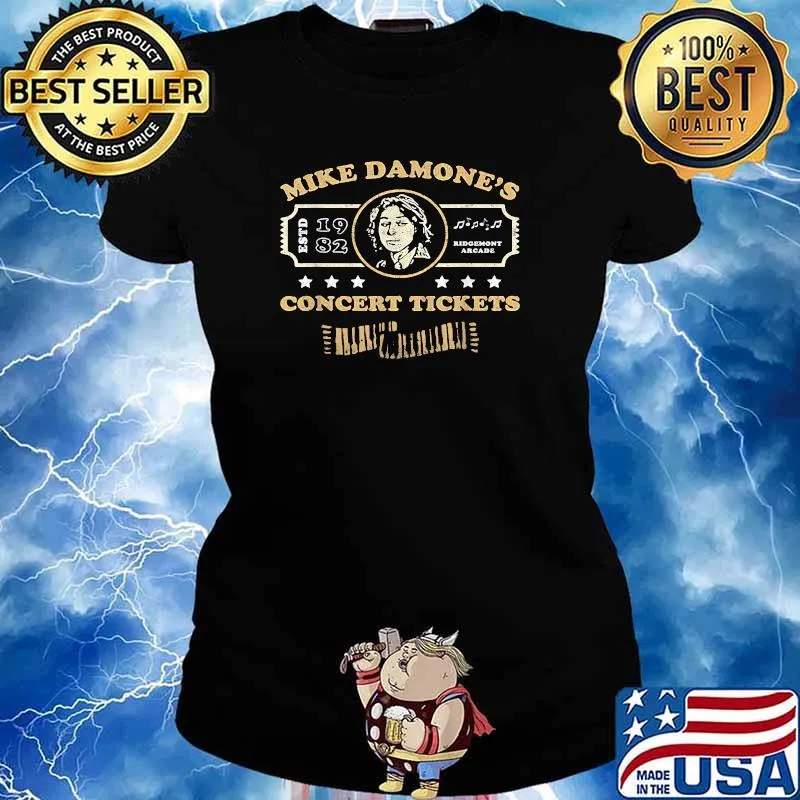 Vintage Mike-Damone's.Concert Tickets T-Shirt Ladies tee