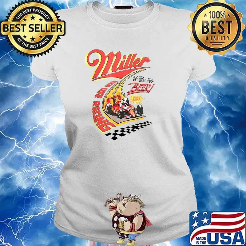 Vintage Miller High Life Racing Beer Racing Car T-Shirt Ladies tee