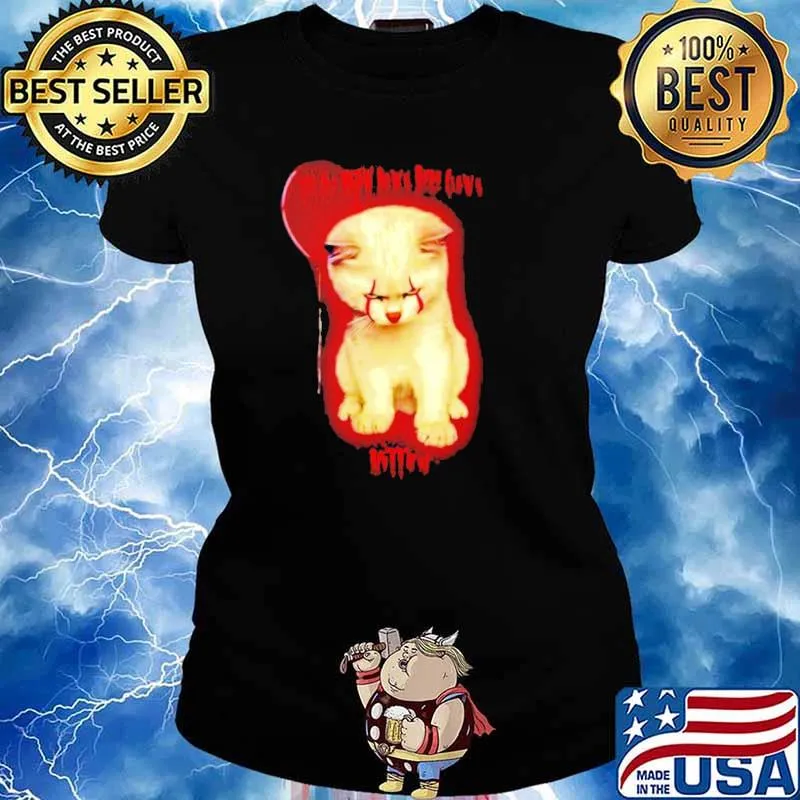 We all meow down here cat kitten clown Halloween s Ladies tee