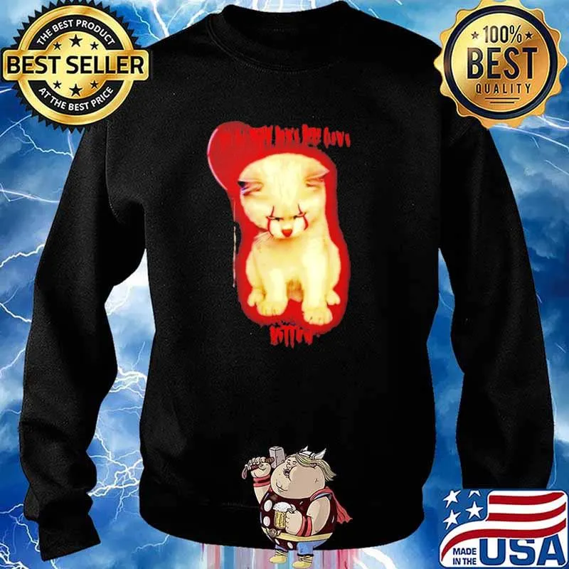 We all meow down here cat kitten clown Halloween s Sweater