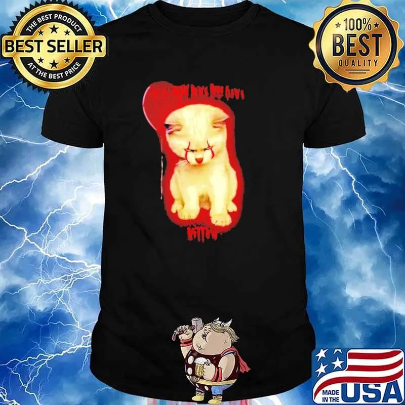 We all meow down here cat kitten clown Halloween shirt