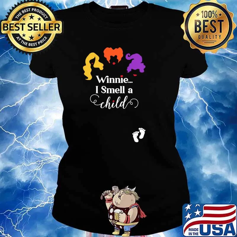 Winnie I Smell a Child Hocus Pocus Pregnancy Halloween Shirt Ladies tee