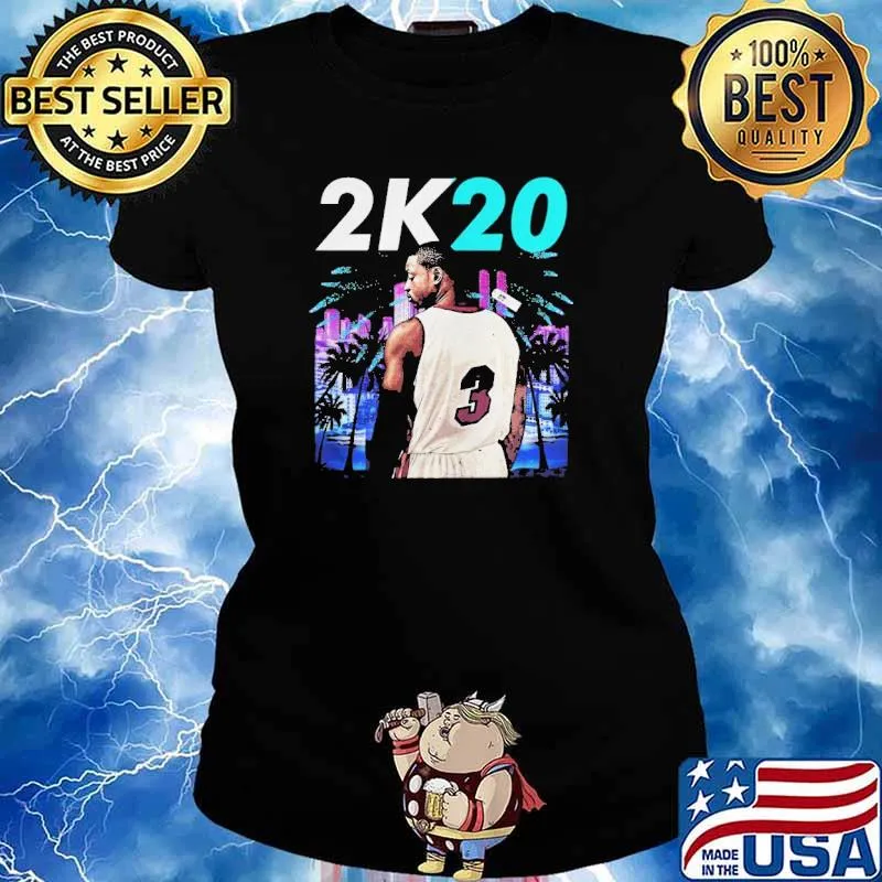 Wintertee 2K20Wade 3 Miami Basketball Jersey for Shirt Ladies tee