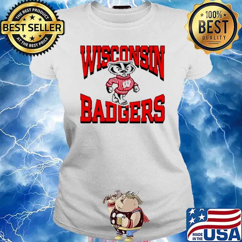 Wisconsin Badgers Ash Gray bBucky Afton s Ladies tee
