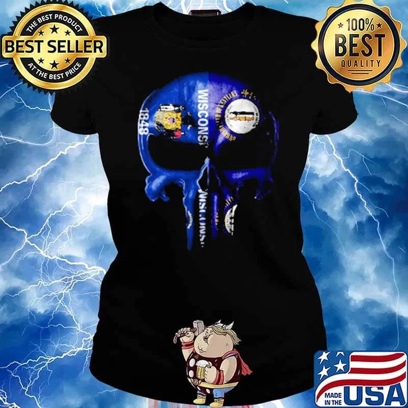 Wisconsin Kentucky Skull Shirt Ladies tee