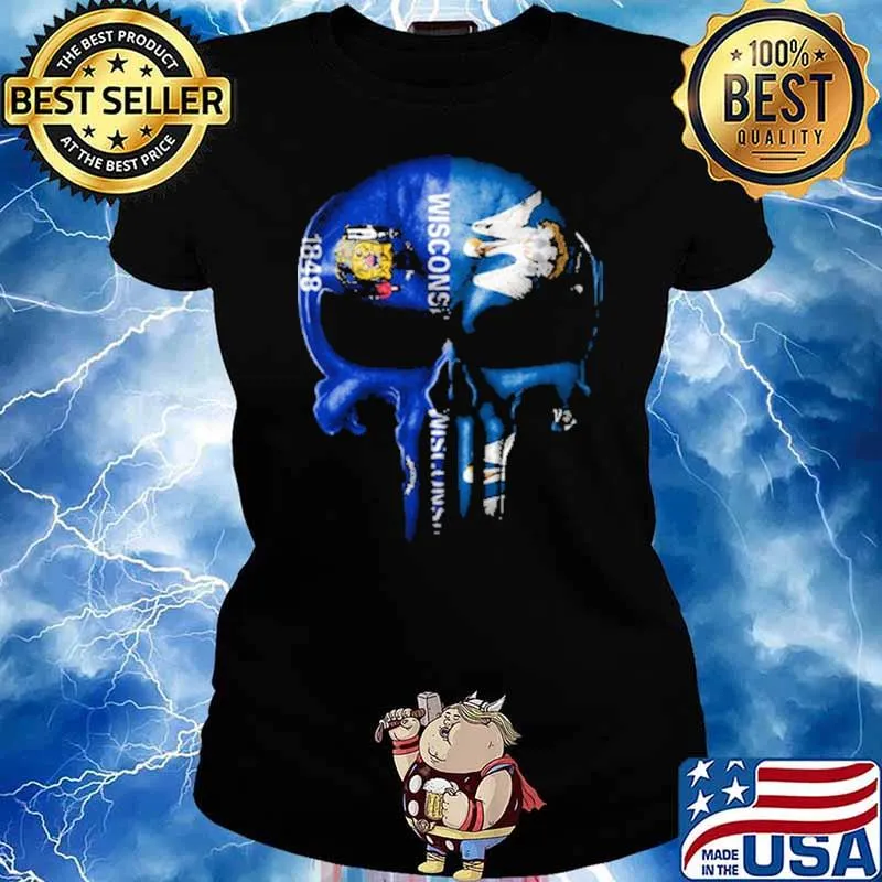 Wisconsin Louisiana Skull Shirt Ladies tee