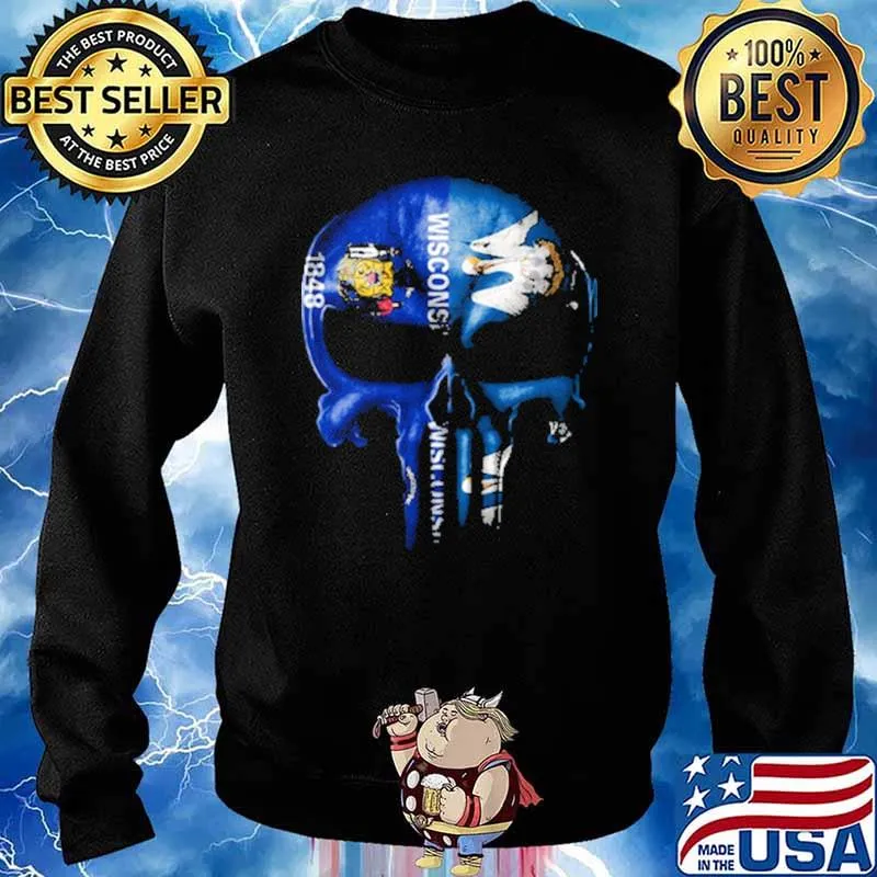 Wisconsin Louisiana Skull Shirt Sweater