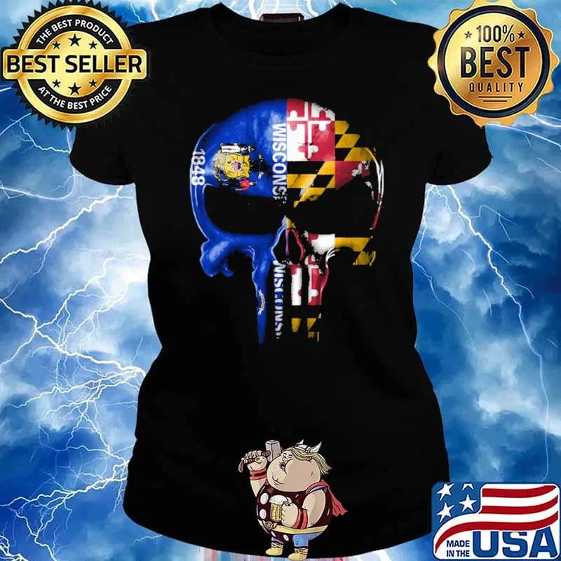 Wisconsin Maryland skull Shirt Ladies tee