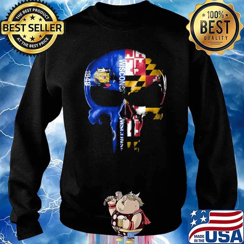 Wisconsin Maryland skull Shirt Sweater