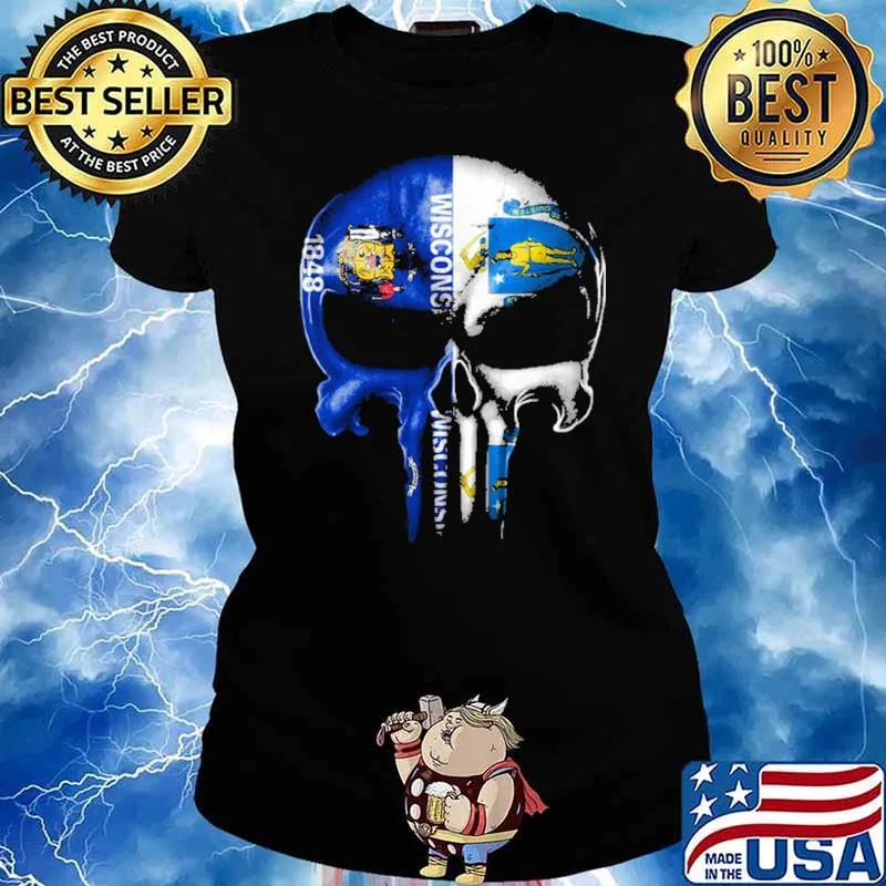 Wisconsin Massachusetts Skull Shirt Ladies tee
