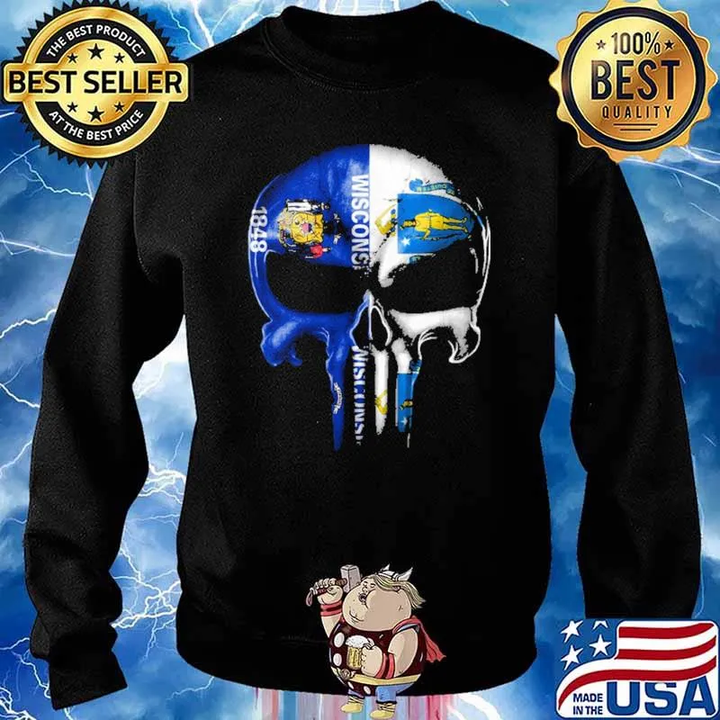 Wisconsin Massachusetts Skull Shirt Sweater