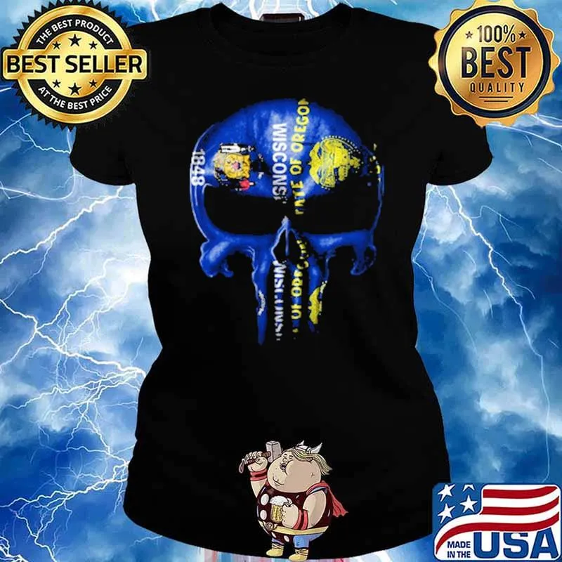 Wisconsin Oregon Skull Shirt Ladies tee