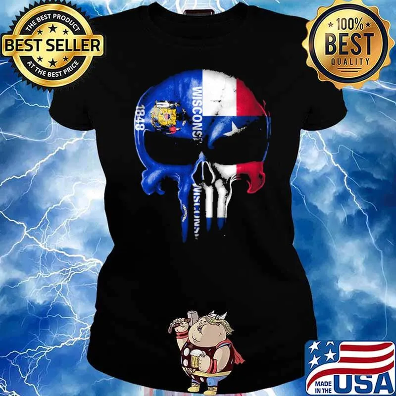 Wisconsin Texas Skull Shirt Ladies tee