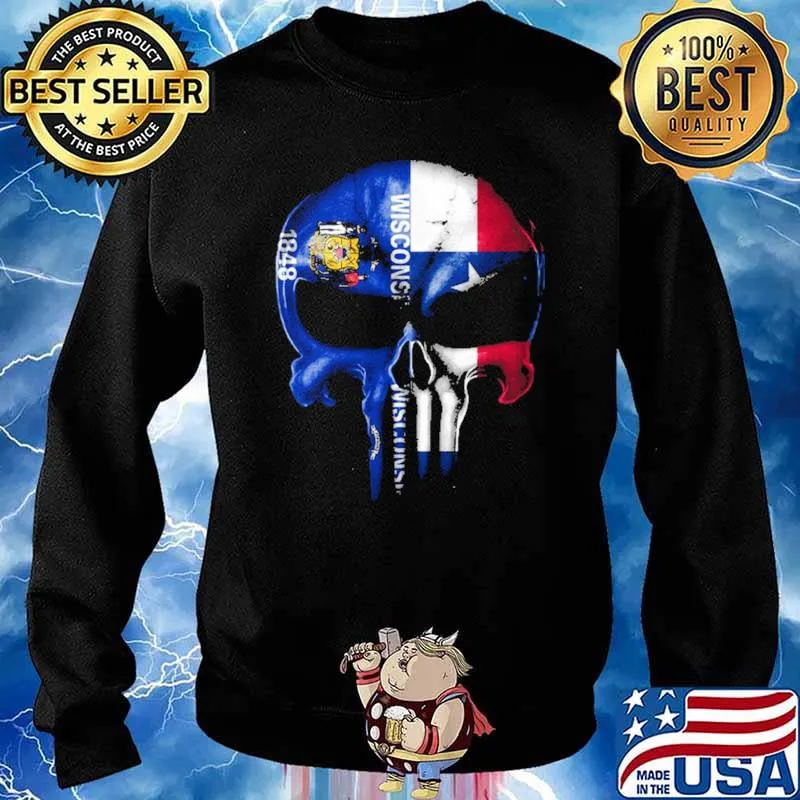 Wisconsin Texas Skull Shirt Sweater