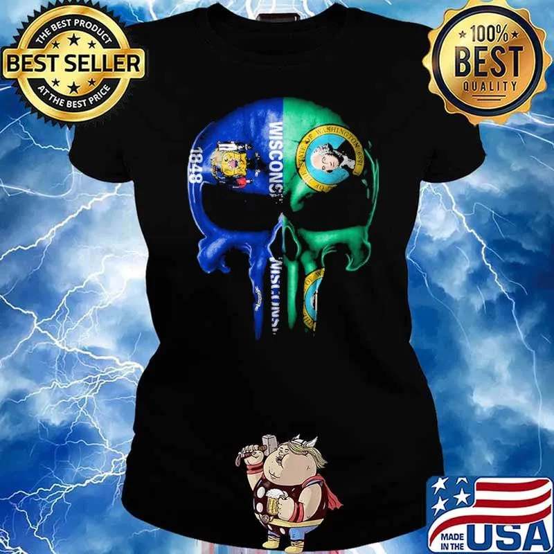 Wisconsin Washington Skull Shirt Ladies tee