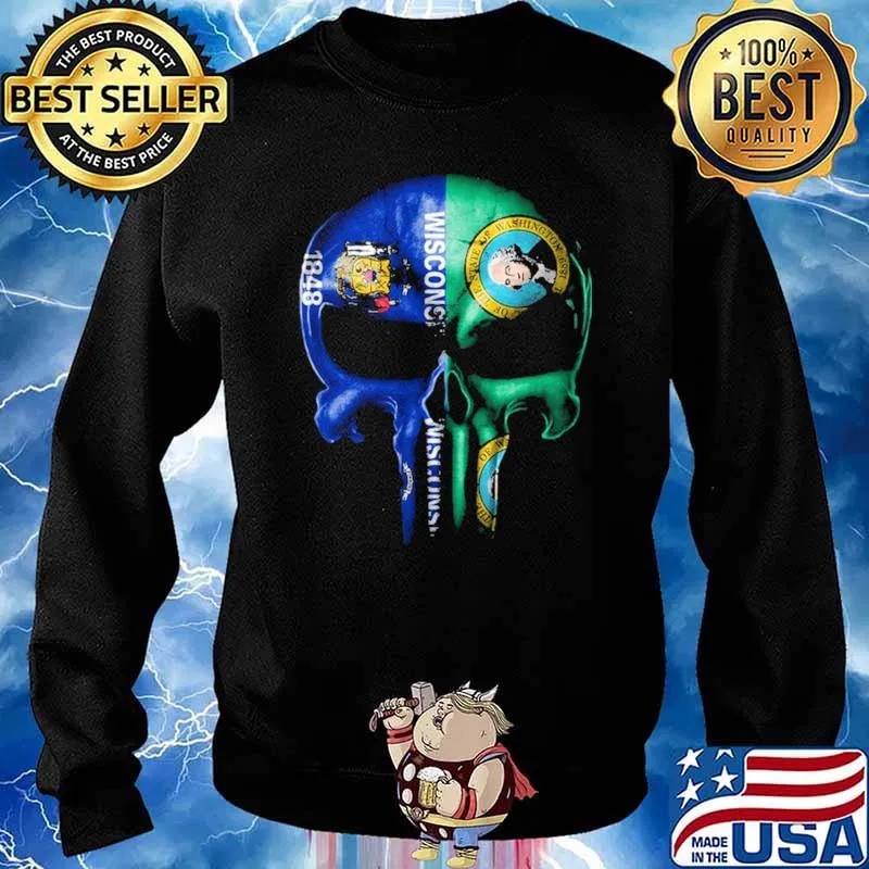 Wisconsin Washington Skull Shirt Sweater