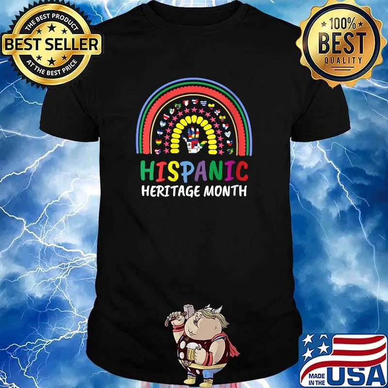 Womens National Hispanic Heritage month Rainbow All Countries Flags T-Shirt