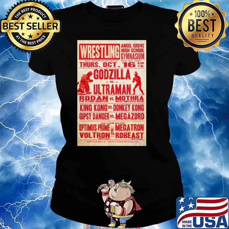 Wrestling Godzilla vs Ultraman poster s Ladies tee