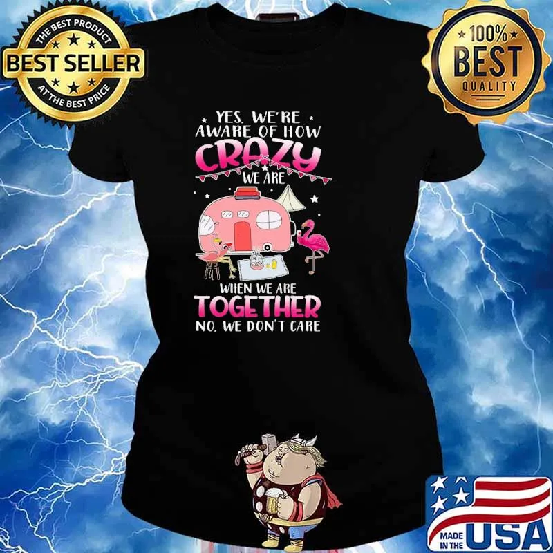 Yes We're Aware Of How Crazy We Are When We Are Together No We Don't Care Camping Flamingo Shirt Ladies tee
