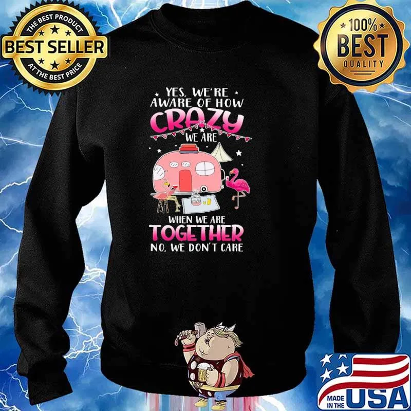 Yes We're Aware Of How Crazy We Are When We Are Together No We Don't Care Camping Flamingo Shirt Sweater