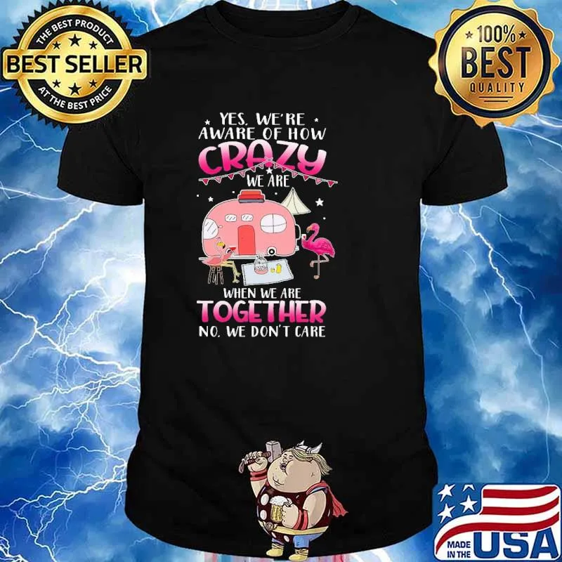 Yes We're Aware Of How Crazy We Are When We Are Together No We Don't Care Camping Flamingo Shirt