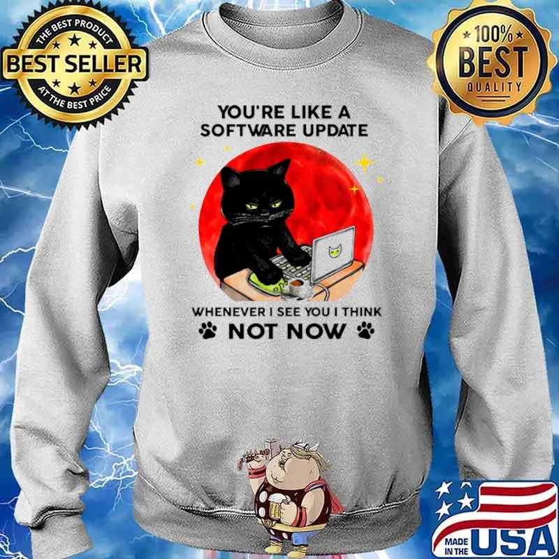 You're Like A Software Update Whenever I See You I Think Not Now Cat Blood Moon Shirt Sweater