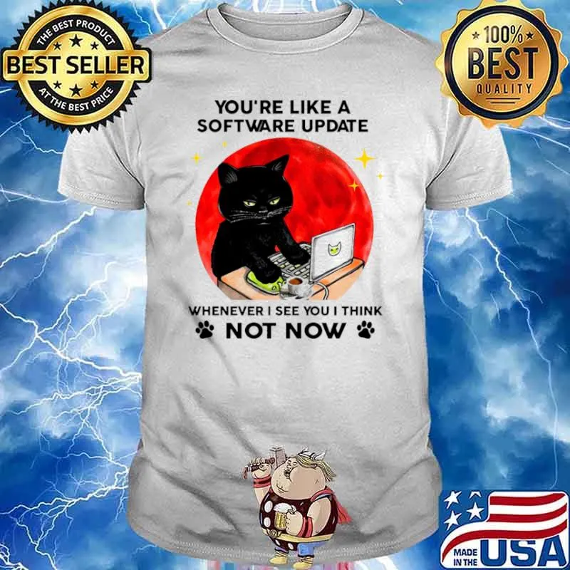 You're Like A Software Update Whenever I See You I Think Not Now Cat Blood Moon Shirt