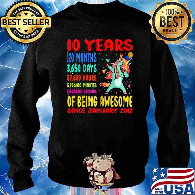 10 Years Of Being Awesome 10th Birthday Kids Dabbing Unicorn T-s Sweater