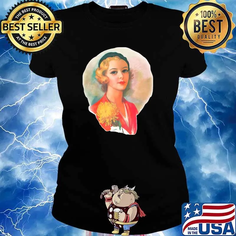 20s Art Deco vintage drawing of chic blonde girl with beret T-Shirt Ladies tee