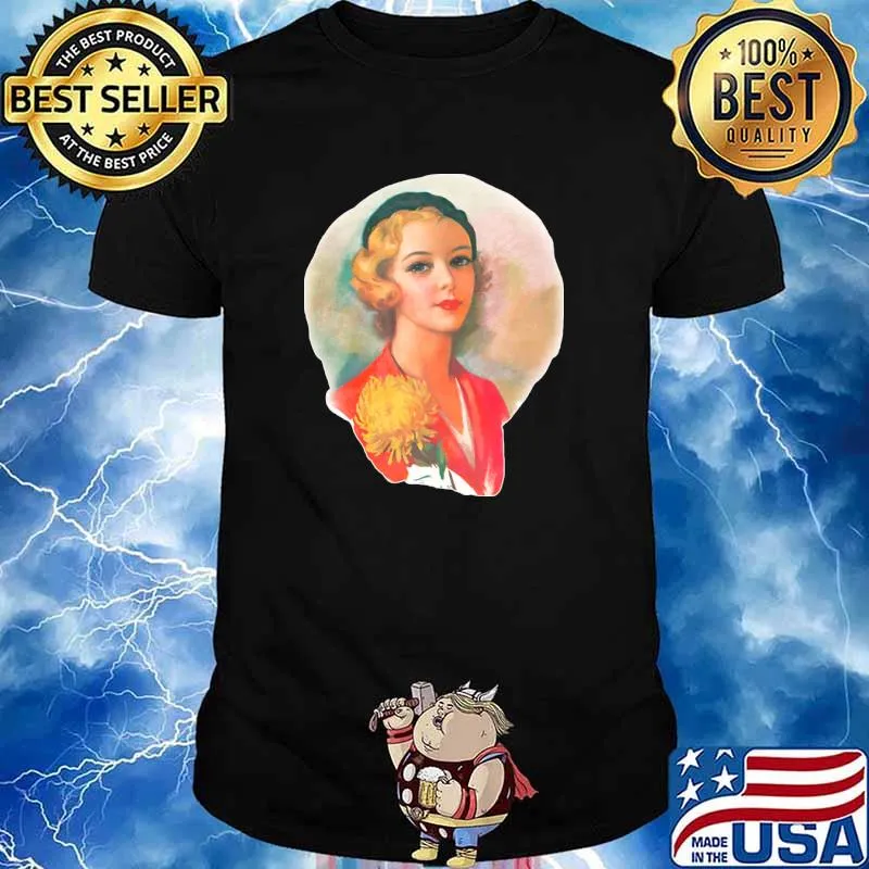 20s Art Deco vintage drawing of chic blonde girl with beret T-Shirt