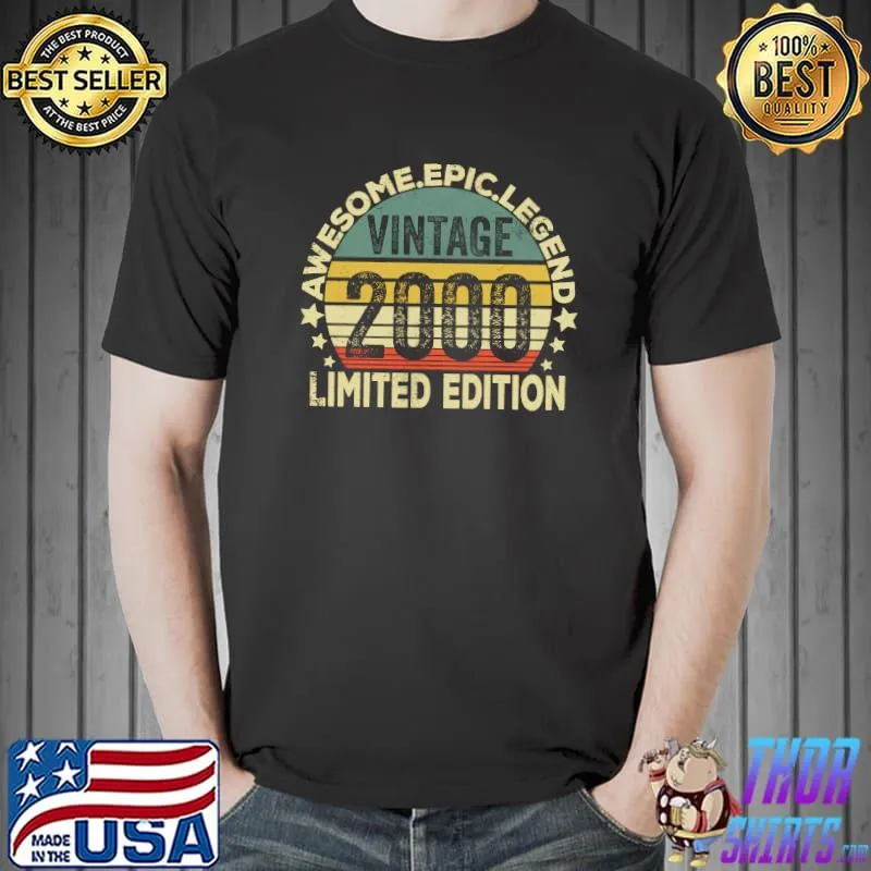 21 Year Old Legendary Retro Vintage Awesome Birthday 2000 T-s Unisex